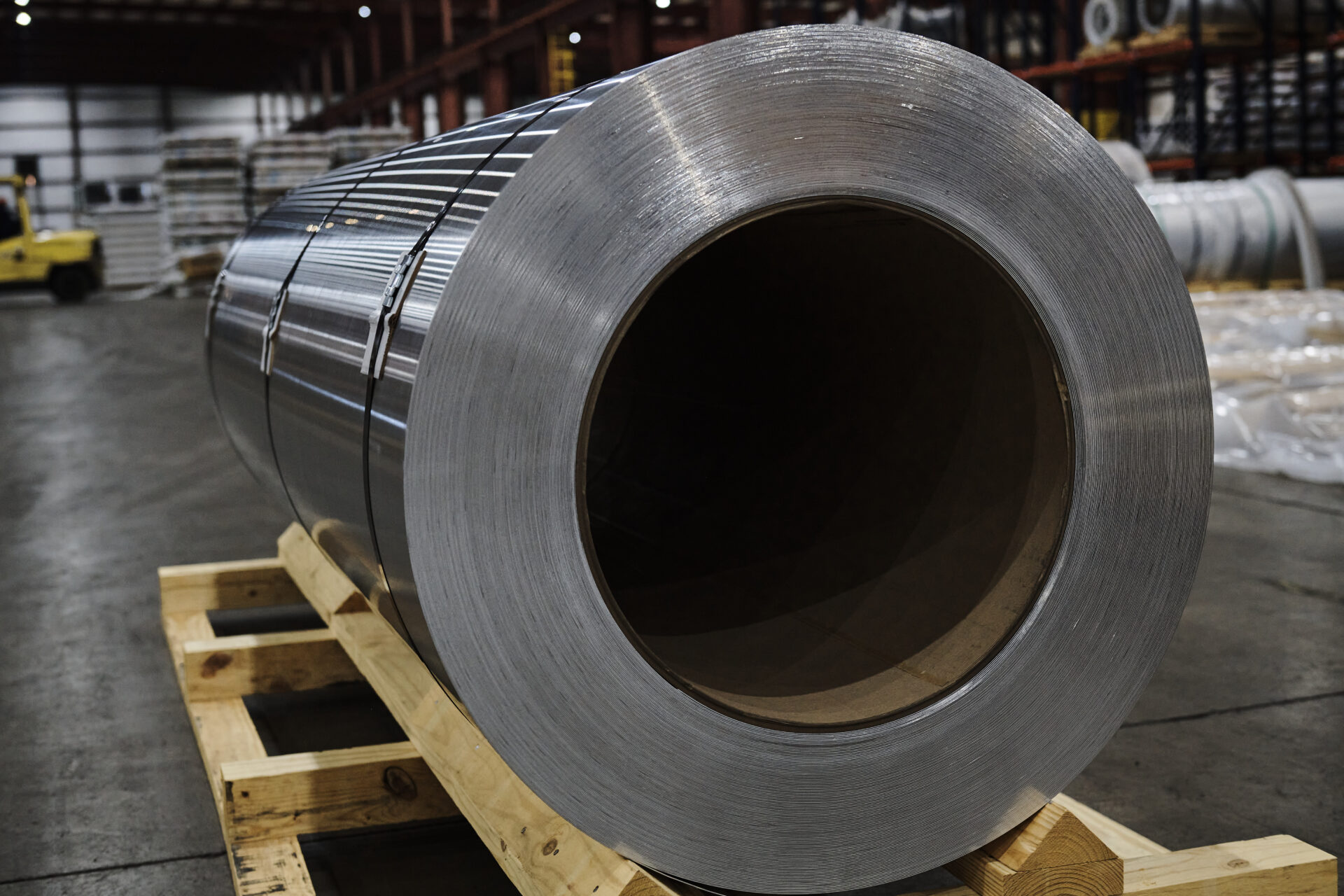 aluminum coil stock on a pallet